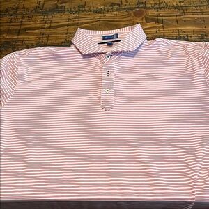 Peter Millar Pink and White Striped Polo Shirt